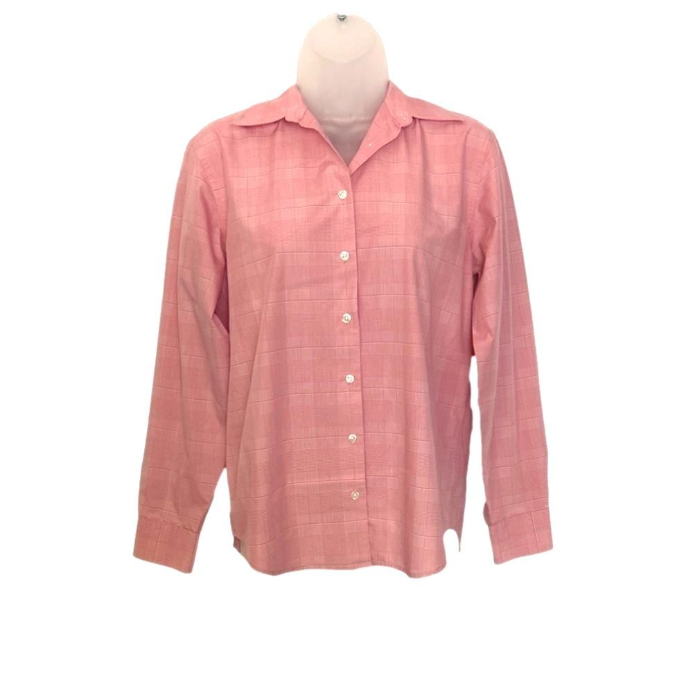 LANDS’ End Pink Check Plaid Tailored Button Down